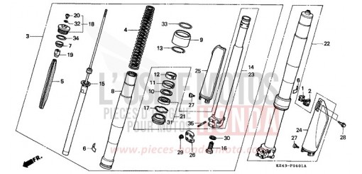 FRONT FORK (CR125RM) CR125RM de 1991